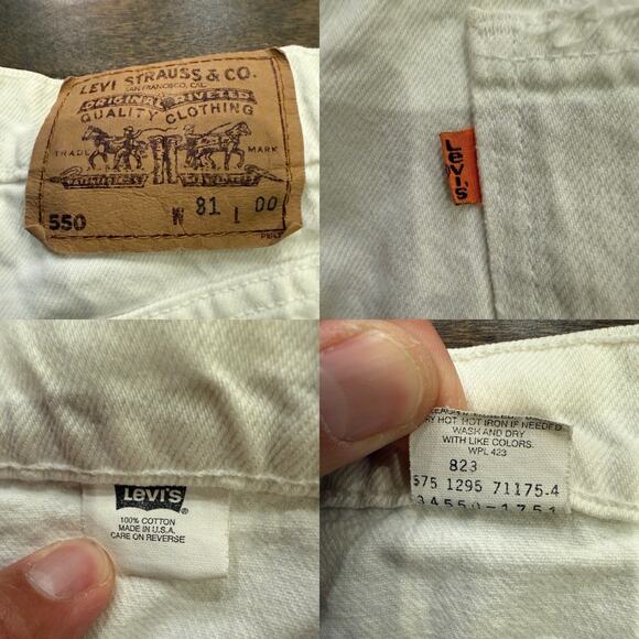 Vintage Levis 550 Womens White Denim Distressed Shorts 31 Orange Tab Made In USA - Picture 12 of 12